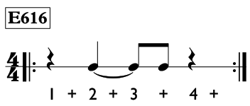 Dotted quarter note exercise in 4/4 time - Time Lines Exercise E616