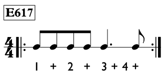 Dotted quarter note exercise in 4/4 time - Time Lines Exercise E617