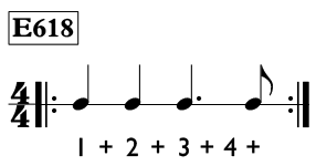 Dotted quarter note exercise in 4/4 time - Time Lines Exercise E618