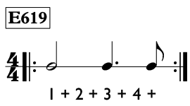 Dotted quarter note exercise in 4/4 time - Time Lines Exercise E619