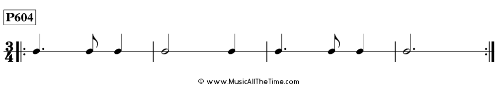 Time Lines Rhythm Pattern P604, with dotted quarter notes and eighth notes in 3/4 time.