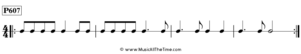 Rhythm pattern with dotted quarter notes in 4/4, Time Lines P607