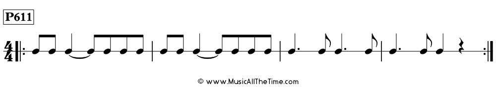 Rhythm pattern with dotted quarter notes in 4/4, Time Lines P611