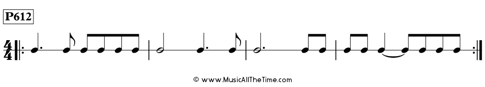 Rhythm pattern with dotted quarter notes in 4/4, Time Lines P612