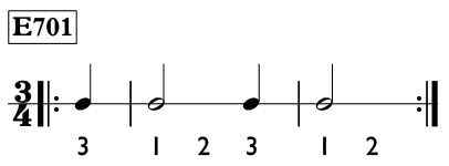 One beat pickup note exercise in 3/4 time - Time Lines Exercise E701
