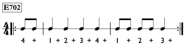 One beat pickup note exercise in 4/4 time - Time Lines Exercise E702