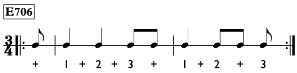 Half beat pickup note exercise in 3/4 time - Time Lines Exercise E706