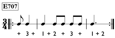 One and a half beat pickup note exercise in 3/4 time - Time Lines Exercise E707