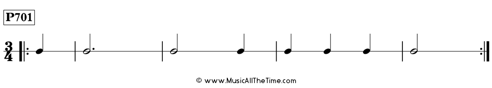 Rhythm pattern with one beat of pickup notes in 3/4, Time Lines P701