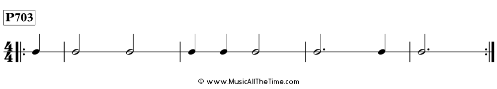Rhythm pattern with one beat of pickup notes in 4/4, Time Lines P703