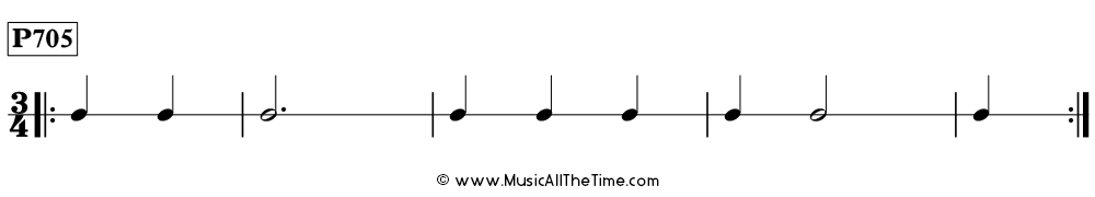 Rhythm pattern with two beats of pickup notes in 3/4, Time Lines P705