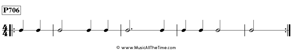 Rhythm pattern with two beats of pickup notes in 4/4, Time Lines P706