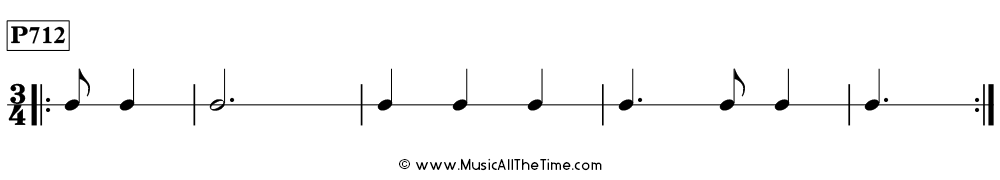 Rhythm pattern with one and half beats of pickup notes in 3/4, Time Lines P712