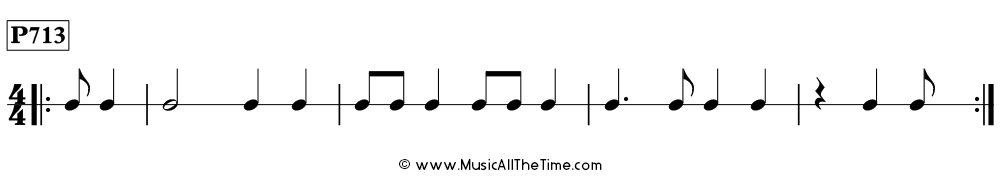 Time Lines Rhythm Pattern P713, with one and half beats of pickup notes in 4/4 time.