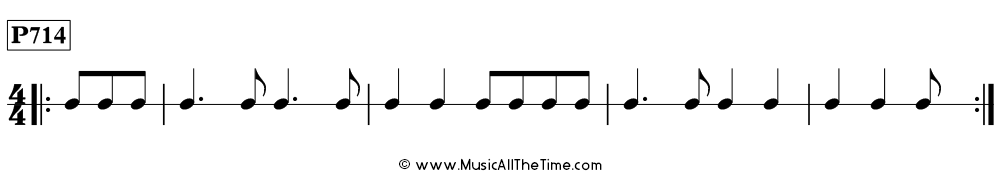 Rhythm pattern with one and half beats of pickup notes in 4/4, Time Lines P714