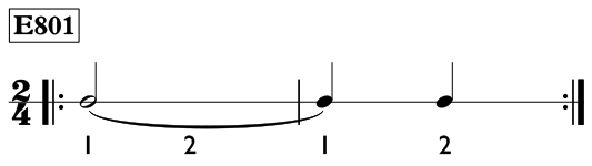 Ties over the measure line in 2/4 time - Time Lines Exercise E801