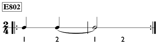 Ties over the measure line in 2/4 time - Time Lines Exercise E802