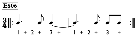 Ties over the measure line in 3/4 time - Time Lines Exercise E806