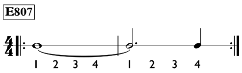 Ties over the measure line in 4/4 time - Time Lines Exercise E807