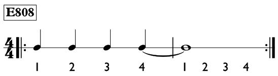 Ties over the measure line in 4/4 time - Time Lines Exercise E808