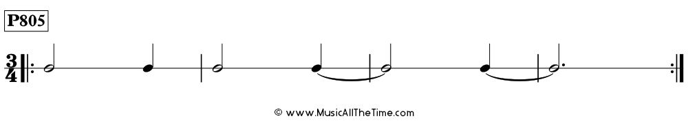 Time Lines Rhythm Pattern P805, with ties over measure lines in 3/4 time.