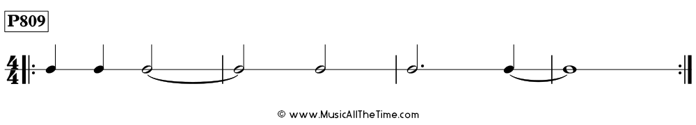 Time Lines Rhythm Pattern P809, with ties over measure lines in 4/4 time.