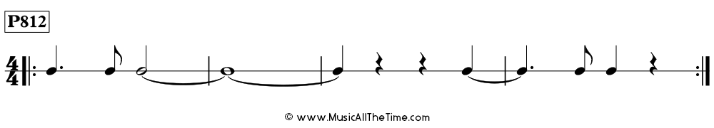 Rhythm pattern with ties over measure lines in 4/4, Time Lines P812