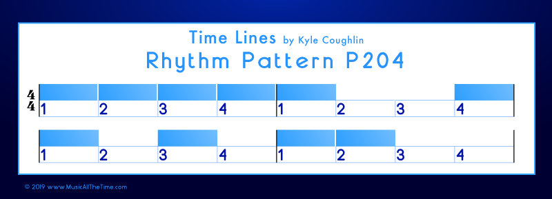 Time Lines Color Blocks for Pattern P504, from Time Lines Music Method for Rhythm and Reading, by Kyle Coughlin.